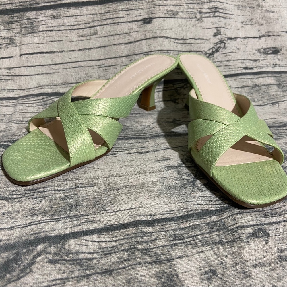 Naturalizer Mint Green Kitten Heel Snakeskin Print
